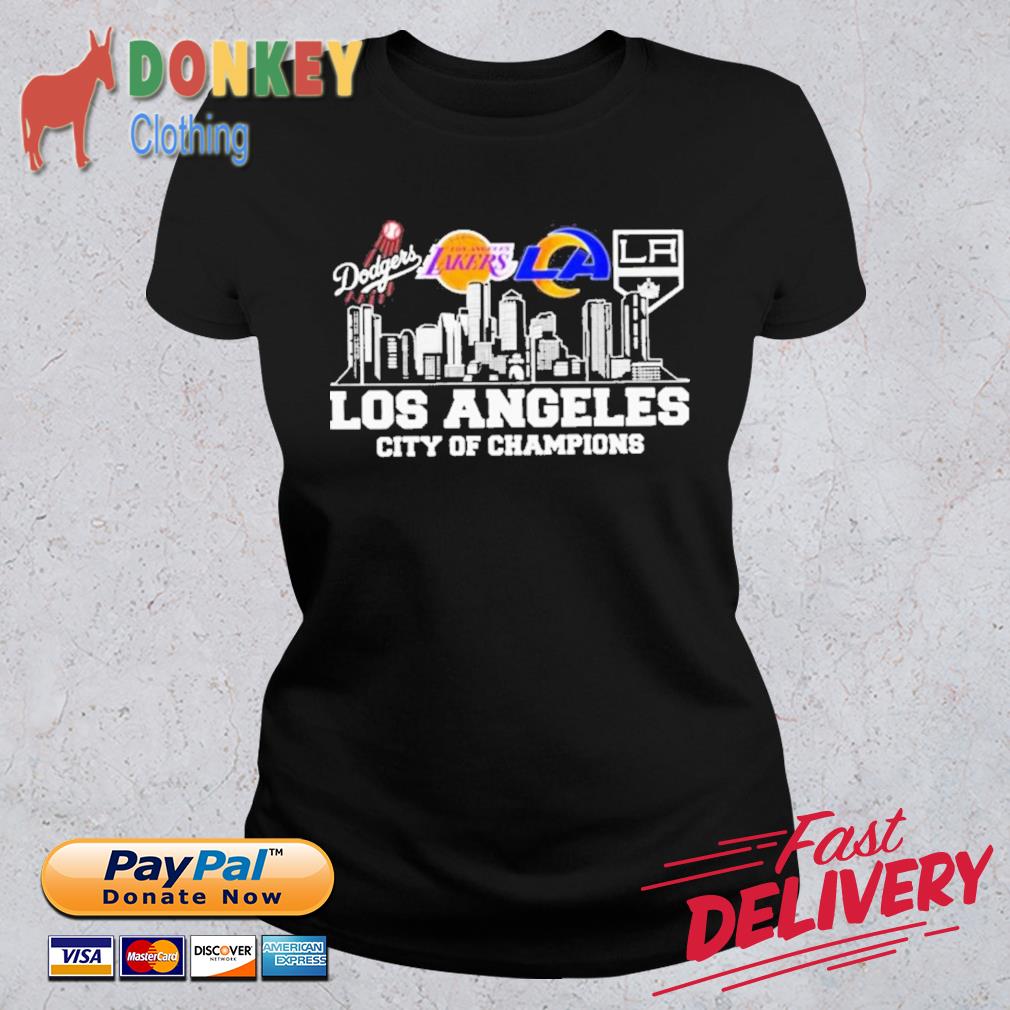 Official Los Angeles City Of Champions Dodgers Lakers Rams Kings  shirt,Sweater, Hoodie, And Long Sleeved, Ladies, Tank Top