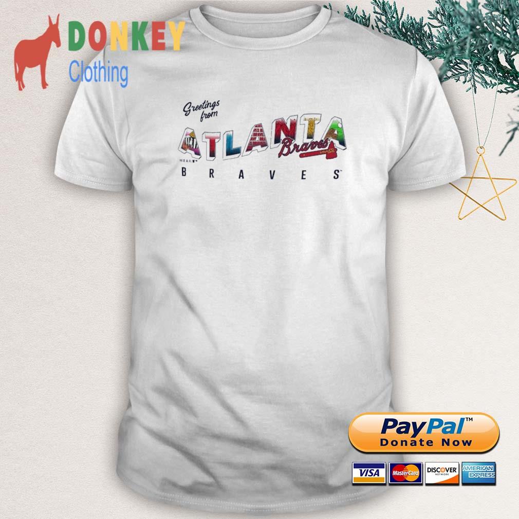 Women's WEAR by Erin Andrews White Atlanta Braves Greetings From T-Shirt 