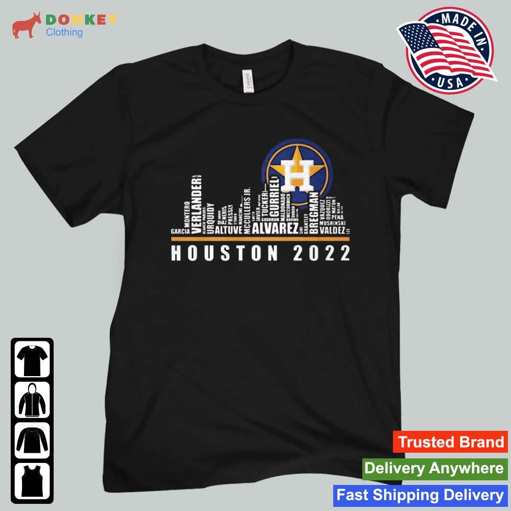 Houston 2022 Houston Astros baseball players name skyline signatures shirt,  hoodie, sweater, long sleeve and tank top