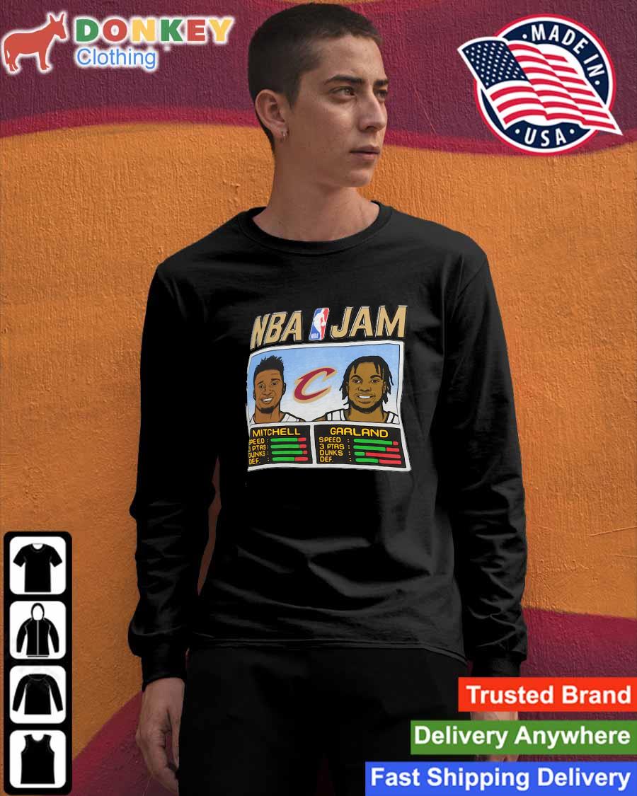 NBA Jam Cavs Mitchell and Garland T-Shirt from Homage. | Ash | Vintage Apparel from Homage.