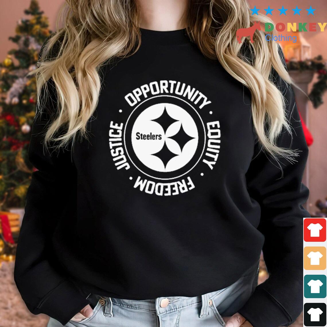 Nfl Inspire Change Opportunity Equality Freedom Justice Steelers shirt, Sweater, Hoodie, And Long Sleeved, Ladies, Tank Top