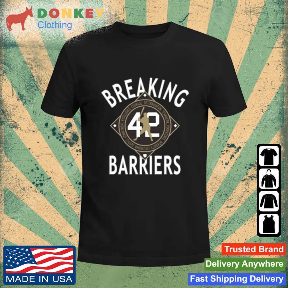 MEN'S BROOKLYN DODGERS BLACK JACKIE ROBINSON 42 BREAKING BARRIERS  PERFORMANCE T-SHIRT, hoodie, sweater, long sleeve and tank top