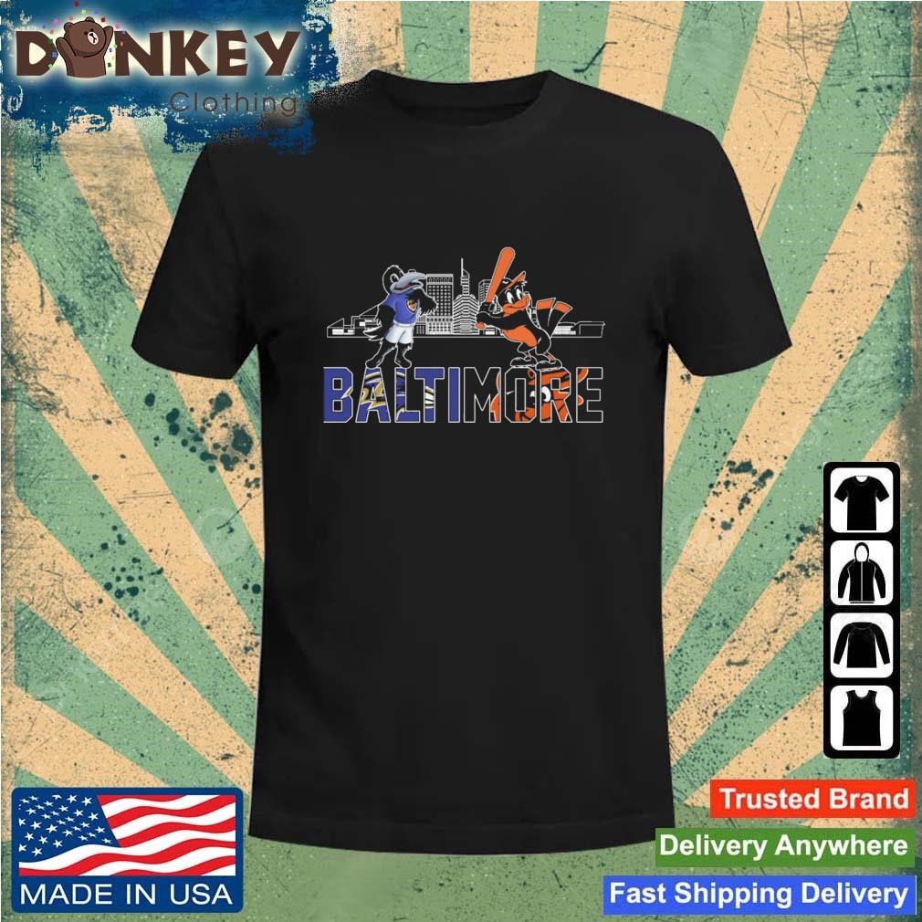 Baltimore Ravens And Baltimore Orioles Mascot Skyline Shirt - Freedomdesign