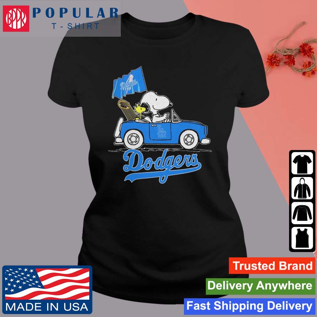 Snoopy and Woodstock riding car Los Angeles Dodgers 2023 shirt - Limotees