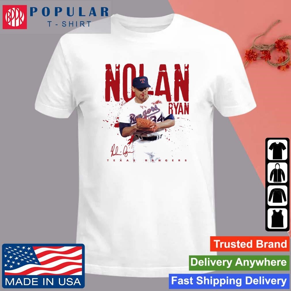 Official Nolan Ryan Bloody Texas Rangers Signature 2023 T-Shirt