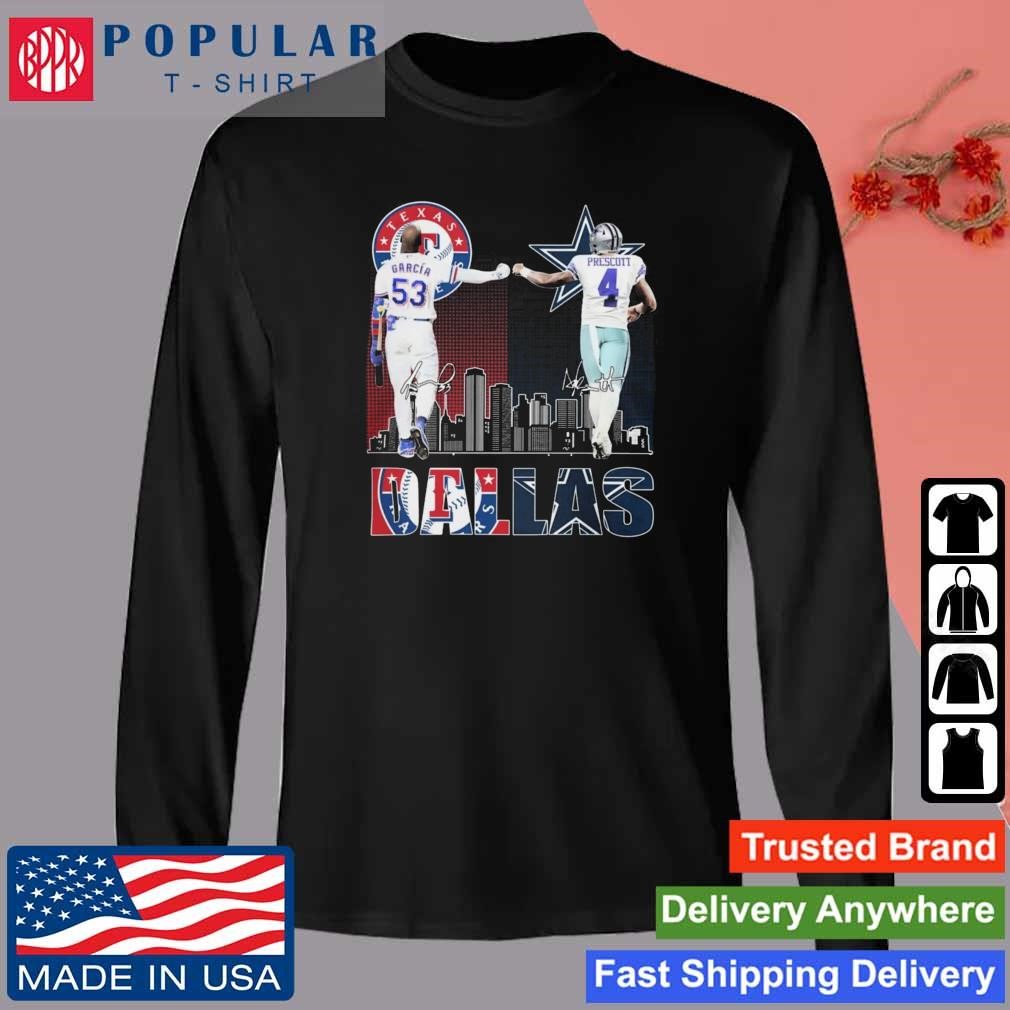 Original Texas Rangers Adolis García And Dallas Cowboys Dak Prescott Dallas  City Signatures Shirt, hoodie, sweater, long sleeve and tank top