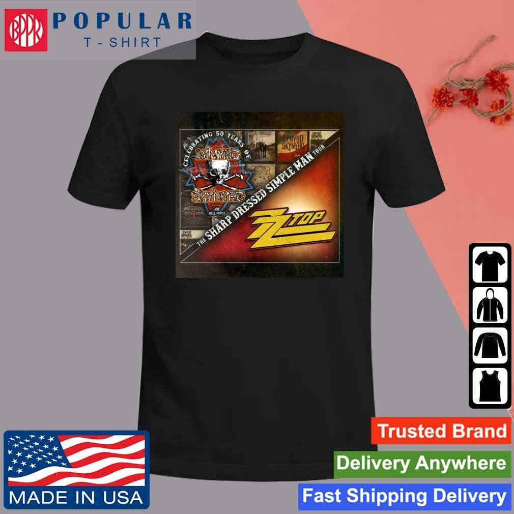 Original ZZ Top and Lynyrd Skynyrd Announce 2024 The Sharp Dressed Simple Man Tour T-Shirt