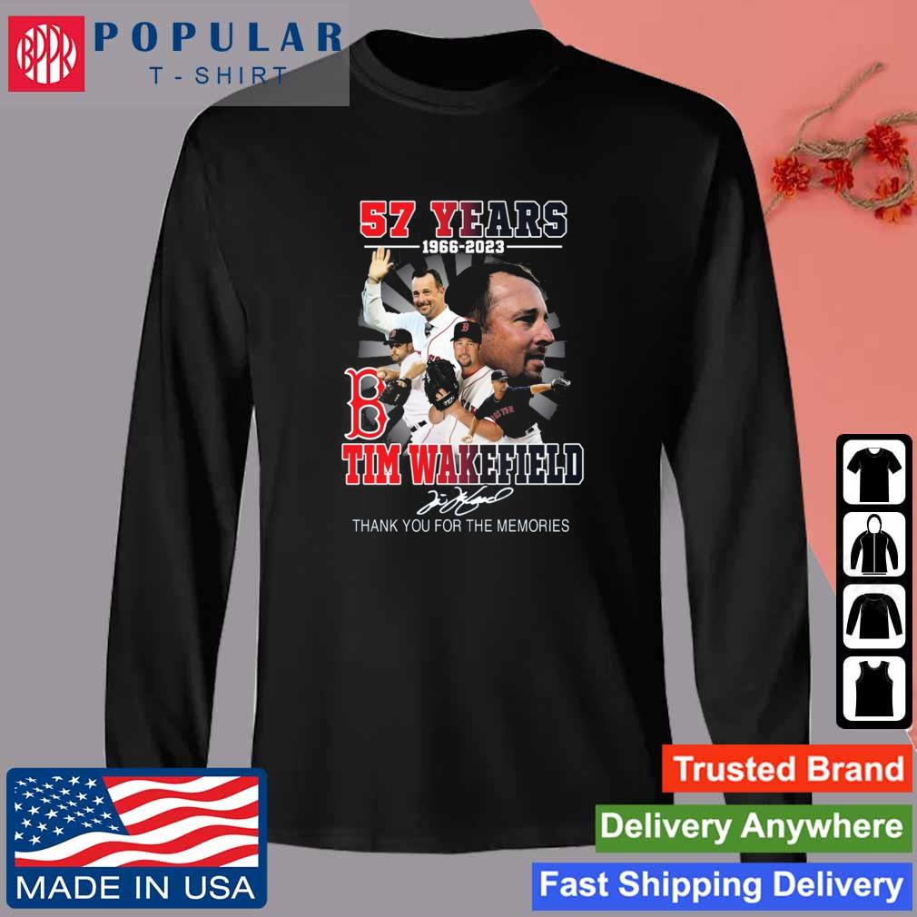 57 years 1966 2023 Tim Wakefield thank you for the memories signature  shirt, hoodie, sweater, long sleeve and tank top