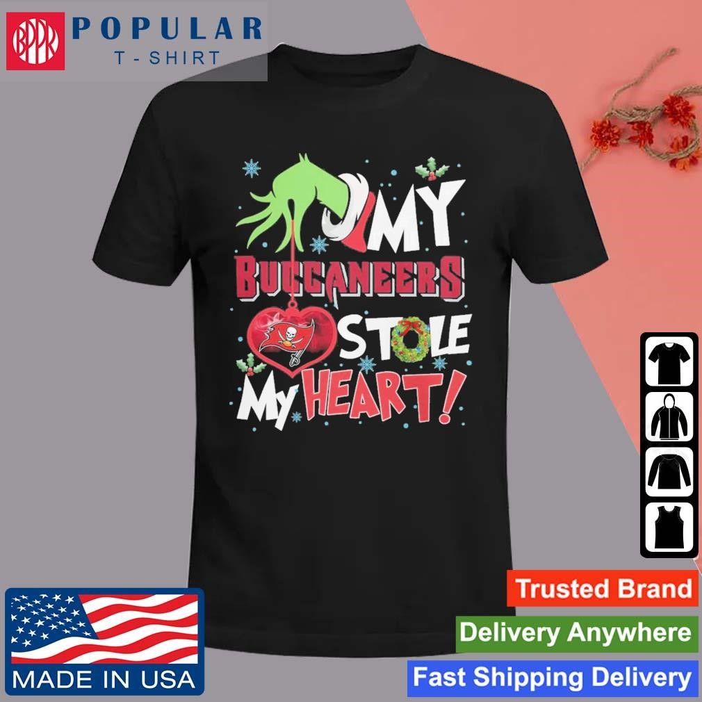 Original Grinch Hand My Tampa Bay Buccaneers Stole My Heart Christmas 2023 T-Shirt