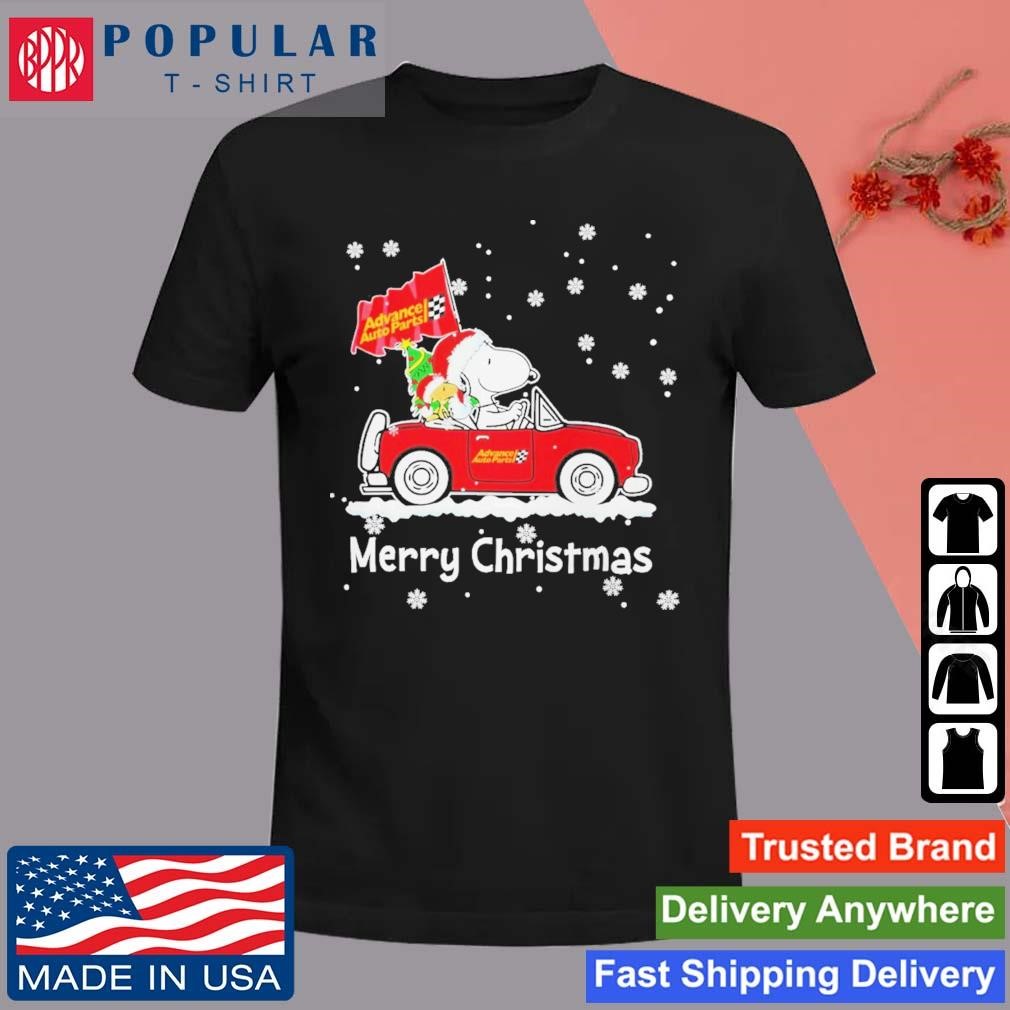 Original Snoopy And Woodstock Driving Car Advance Auto Parts Winter Christmas T-Shirt