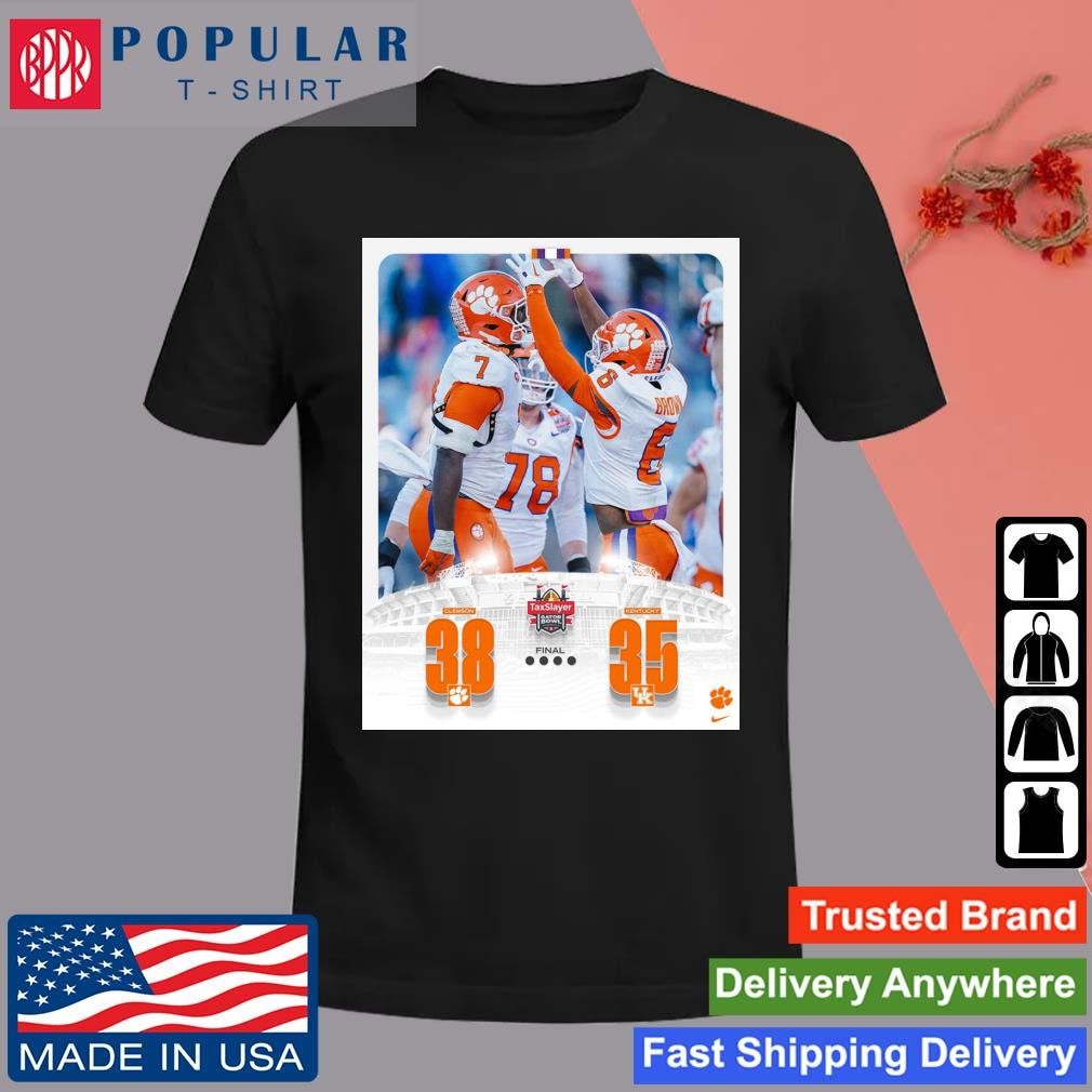 Official Clemson Tigers Football Defeated The Kentucky 38-35 To Get The 2023 TaxSlayer Gator Bowl Champions T-Shirt