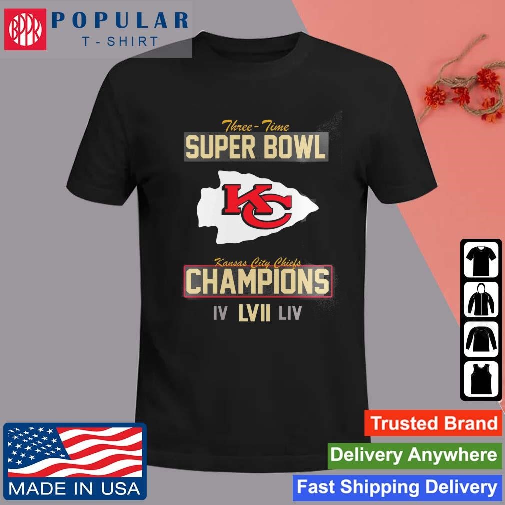 Official Kansas City Chiefs Three Time Super Bowl LVII Champions T-shirt