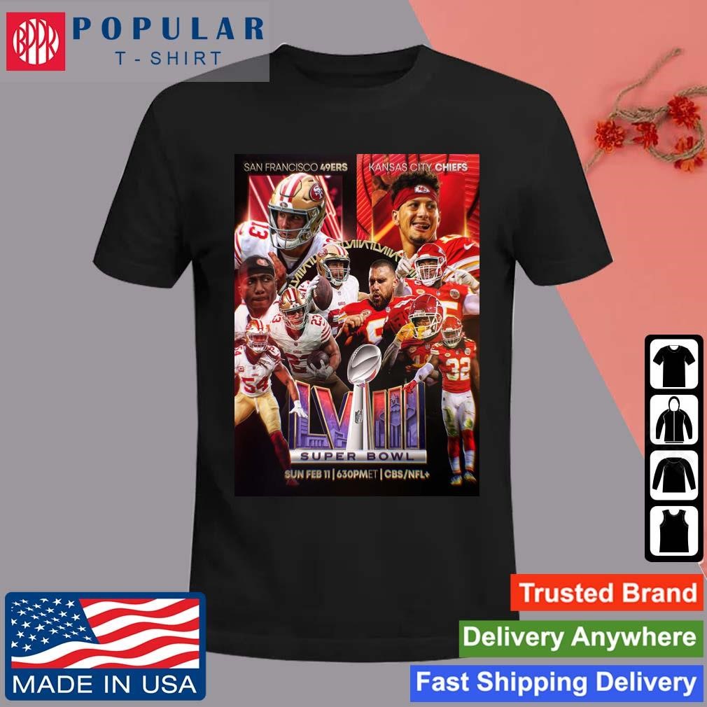 Official San Francisco 49ers vs Kansas City Chiefs For Super Bowl LVIII February 11th 2024 In Las Vegas T-shirt