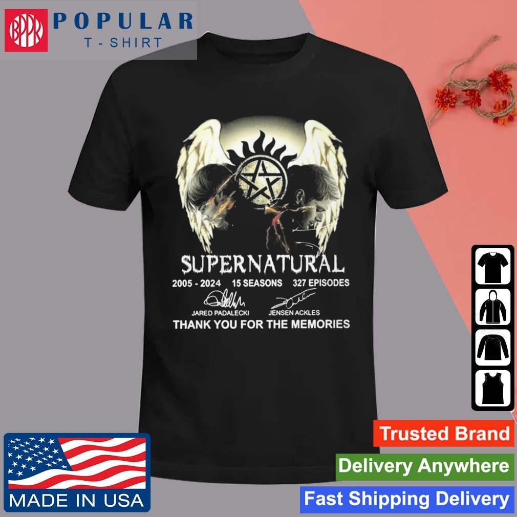 Supernatural 2005-2024 15 Seasons 327 Episodes Thank You For The Memories Signatures Shirt